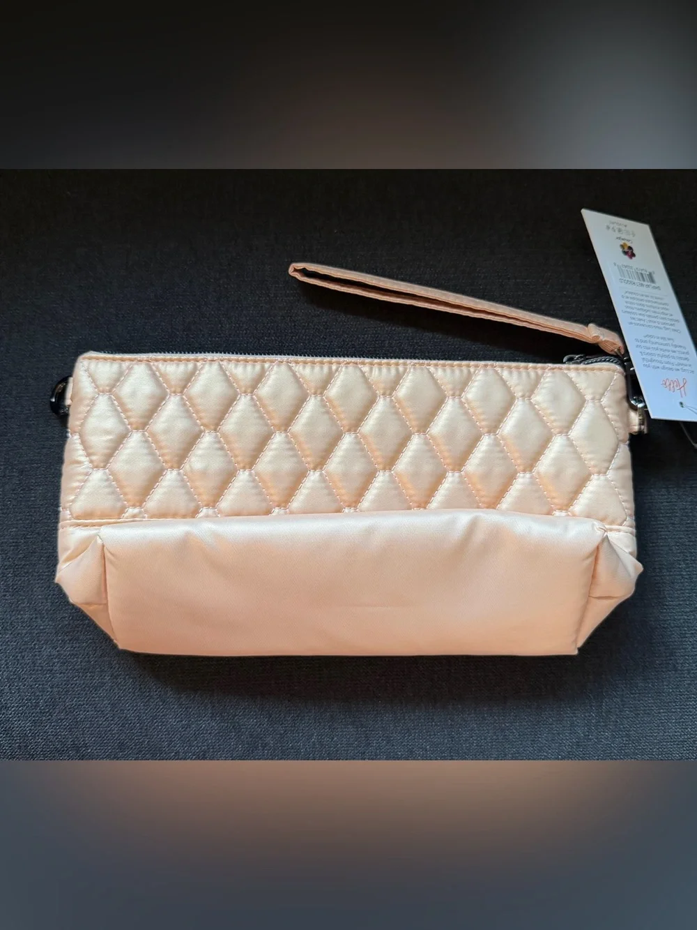 Lug Shiplap RFID Wristlet Pouch Bag Mini Purse – Metallic Rose Gold (Pink)